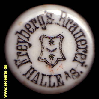 Picture of a ceramic Hutter stopper from: Freyberg's Brauerei, Halle / Saale, Germany