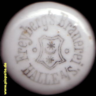 Picture of a ceramic Hutter stopper from: Freyberg's Brauerei, Halle / Saale, Germany