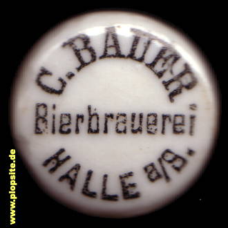 Picture of a ceramic Hutter stopper from: Bierbrauerei Carl Bauer, Halle / Saale, Germany