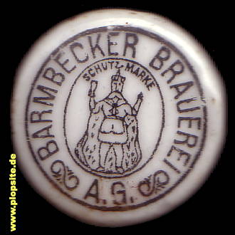 Picture of a ceramic Hutter stopper from: Brauerei AG, Hamburg Barmbeck, Germany