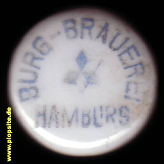 Picture of a ceramic Hutter stopper from: Burg Brauerei, Hamburg Borgfelde, Germany