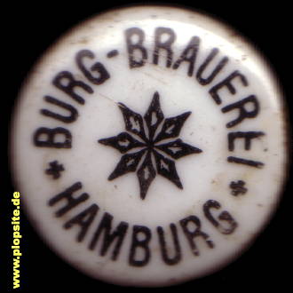 Picture of a ceramic Hutter stopper from: Burg Brauerei  , Hamburg Borgfelde, Germany