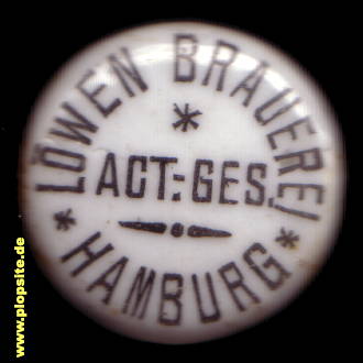 Picture of a ceramic Hutter stopper from: Löwen Brauerei AG, Hamburg Uhlenhorst, Germany