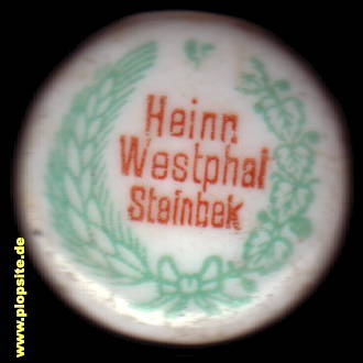 Picture of a ceramic Hutter stopper from: Brauerei Westphal, Hamburg Steinbeck, Germany