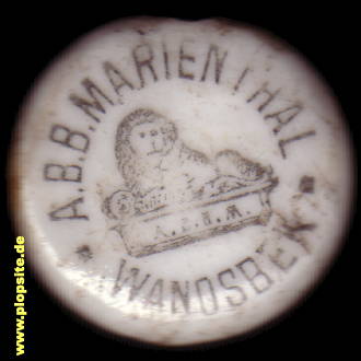 Picture of a ceramic Hutter stopper from: Actien Bierbrauerei Marienthal, Hamburg Wandsbeck, Germany