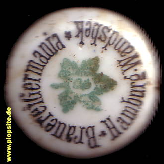 Picture of a ceramic Hutter stopper from: Brauerei Germania, Hamburg Wandsbeck, Germany