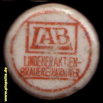 Picture of a ceramic Hutter stopper from: Lindener Aktien Brauerei, Hannover Linden, Germany