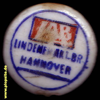 Picture of a ceramic Hutter stopper from: Lindener Aktien Brauerei, Hannover Linden, Germany