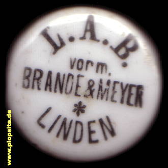 B�Ügelverschluss aus: Lindener Actien Brauerei Brande & Meyer L. A . B., Hannover Linden, Deutschland