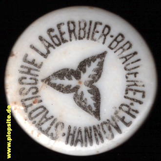 Picture of a ceramic Hutter stopper from: Städtische Lagerbier Brauerei, Hannover, Germany