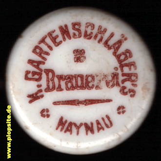 Picture of a ceramic Hutter stopper from: K. Gartenschlägers Brauerei, Haynau, Chojnów, Poland