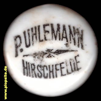 Picture of a ceramic Hutter stopper from: Brauerei Paul Uhlemann, Hirschfelde, Germany
