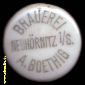 Picture of a ceramic Hutter stopper from: Schloßbrauerei Neuhörnitz i/S. Fr.  Aug. Böthig, Hörnitz, Bertsdorf-Hörnitz, Germany