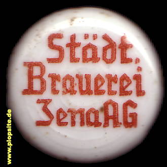 Picture of a ceramic Hutter stopper from: Städtische Brauerei, Jena, Germany