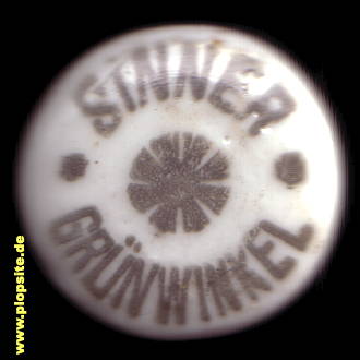 Picture of a ceramic Hutter stopper from: Brauerei Sinner, Karlsruhe - Grünwinkel, Germany