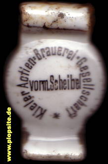 Picture of a ceramic Hutter stopper from: Actien Brauerei Gesellschaft, vormals Scheibel, Kiel, Germany
