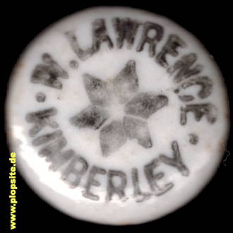 Picture of a ceramic Hutter stopper from: W. Lawrence, Kimberley, South Africa