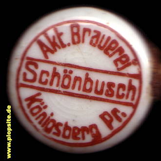 Picture of a ceramic Hutter stopper from: Aktien-Brauerei Schönbusch, Königsberg, Kaliningrad, Калининград, Кёнигсберг, Russia