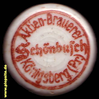 Picture of a ceramic Hutter stopper from: Aktien-Brauerei Schönbusch, Königsberg, Kaliningrad, Калининград, Кёнигсберг, Russia