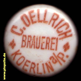 Picture of a ceramic Hutter stopper from: Brauerei C. Oellrich, Koerlin / Persante, Körlin, Karlino, Poland