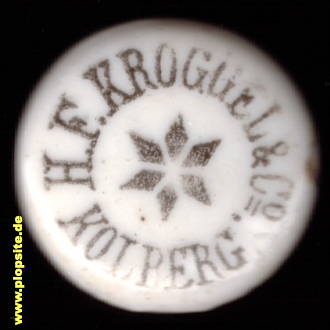 Picture of a ceramic Hutter stopper from: Brauerei H.F. Kroggel & Co., Kolberg, Kołobrzeg, Poland