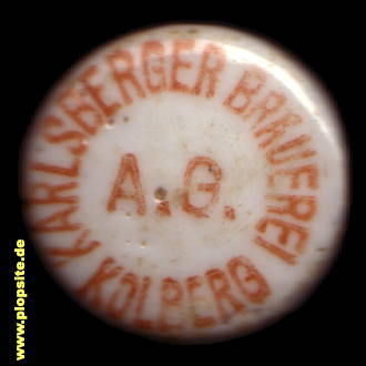 Picture of a ceramic Hutter stopper from: Karlsberger Brauerei & Kartoffelverwertungs AG , Kolberg, Kołobrzeg, Poland