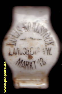 Picture of a ceramic Hutter stopper from: Brauerei Louis Kohlstock, Landsberg / Warthe, Gorzów Wielkopolski, Poland