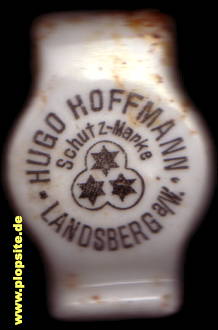 Picture of a ceramic Hutter stopper from: Brauerei Hugo Hoffmann, Landsberg / Warthe, Gorzów Wielkopolski, Poland