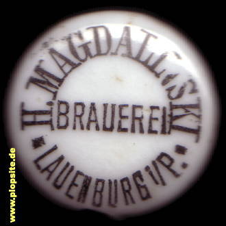 Picture of a ceramic Hutter stopper from: Klosterbrauerei Heinrich Magdalinski, Lauenburg i. Pom., Lębork, Poland
