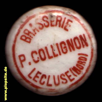 Picture of a ceramic Hutter stopper from: Brasserie Paul Collignon, Lecluse, France
