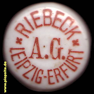 Picture of a ceramic Hutter stopper from: Brauerei Riebeck AG, Leipzig - Erfurt, Germany