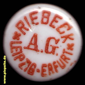 Picture of a ceramic Hutter stopper from: Brauerei Riebeck AG, Leipzig - Erfurt, Germany