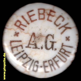 Picture of a ceramic Hutter stopper from: Brauerei Riebeck AG, Leipzig - Erfurt, Germany