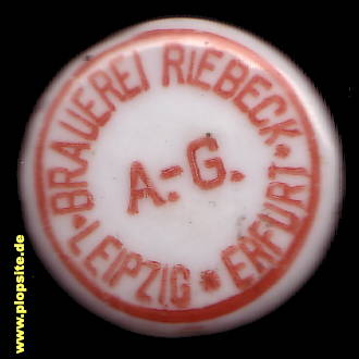 Picture of a ceramic Hutter stopper from: Brauerei Riebeck AG, Leipzig - Erfurt, Germany