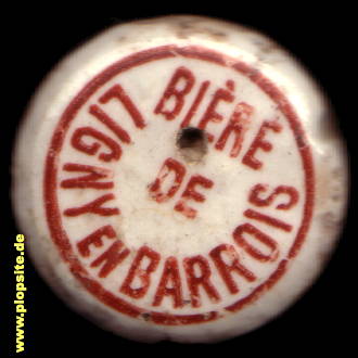 Picture of a ceramic Hutter stopper from: Brasserie, Ligny - en - Barrois, France