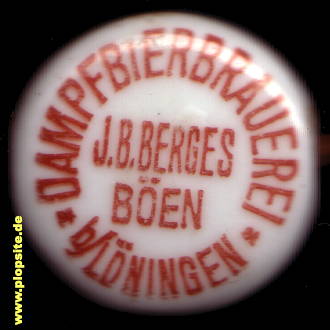 Picture of a ceramic Hutter stopper from: Dampfbierbrauerei J.B. Berges, Böen, Löningen, Germany