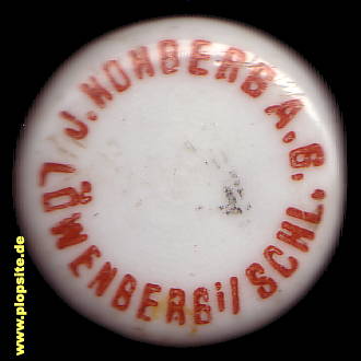 Picture of a ceramic Hutter stopper from: Bierbrauerei und Malzfabrik AG J. Hohberg, Löwenberg, Lwówek Śląski, Poland