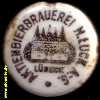 Picture of a ceramic Hutter stopper from: Aktienbierbrauerei M. Luck  , Lübeck, Germany