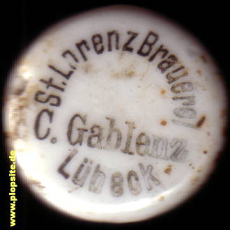 Picture of a ceramic Hutter stopper from: St. Lorenz Brauerei C. Gablenz, Lübeck, Germany