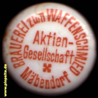 Bügelverschluss aus: Brauerei zum Waffenschmied AG, Mäbendorf, Suhl-Mäbendorf, Deutschland