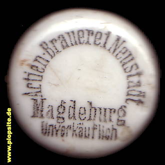 Picture of a ceramic Hutter stopper from: Actien Brauerei Neustadt, Magdeburg, Germany