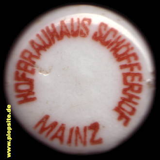 Picture of a ceramic Hutter stopper from: Hofbräuhaus Schöfferhof, Mainz, Germany