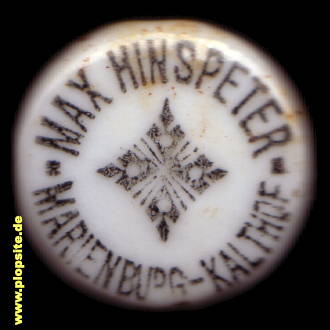 Bügelverschluss aus: Brauerei Max Hinspeter, vormals Reinhard Wiebe, Marienburg-Kalthof, Marienburg, Malbork, Polen