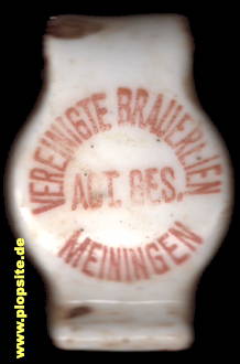 Picture of a ceramic Hutter stopper from: Vereinigte Brauereien AG, Meiningen, Germany