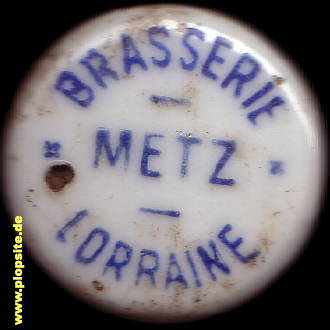 Picture of a ceramic Hutter stopper from: Brasserie Lorraine S.A., Metz, France