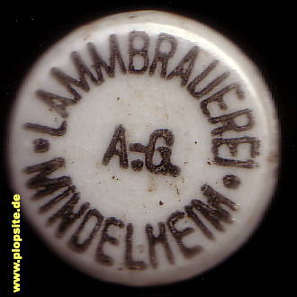 Picture of a ceramic Hutter stopper from: Lammbrauerei AG, Mindelheim, Germany
