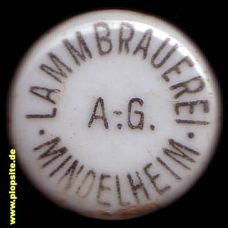 Picture of a ceramic Hutter stopper from: Lammbrauerei AG, Mindelheim, Germany