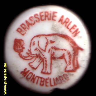 Picture of a ceramic Hutter stopper from: Brasserie de Montbéliard, Louis Arlen & Cie., Montbéliard, Mömpelgard, France