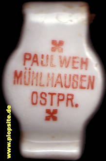 Picture of a ceramic Hutter stopper from: Brauerei Paul Weh, Mühlhausen i. Ostpr., Młynary, Poland