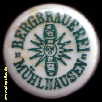 Picture of a ceramic Hutter stopper from: Bergbrauerei, Mühlhausen / Thüringen, Germany